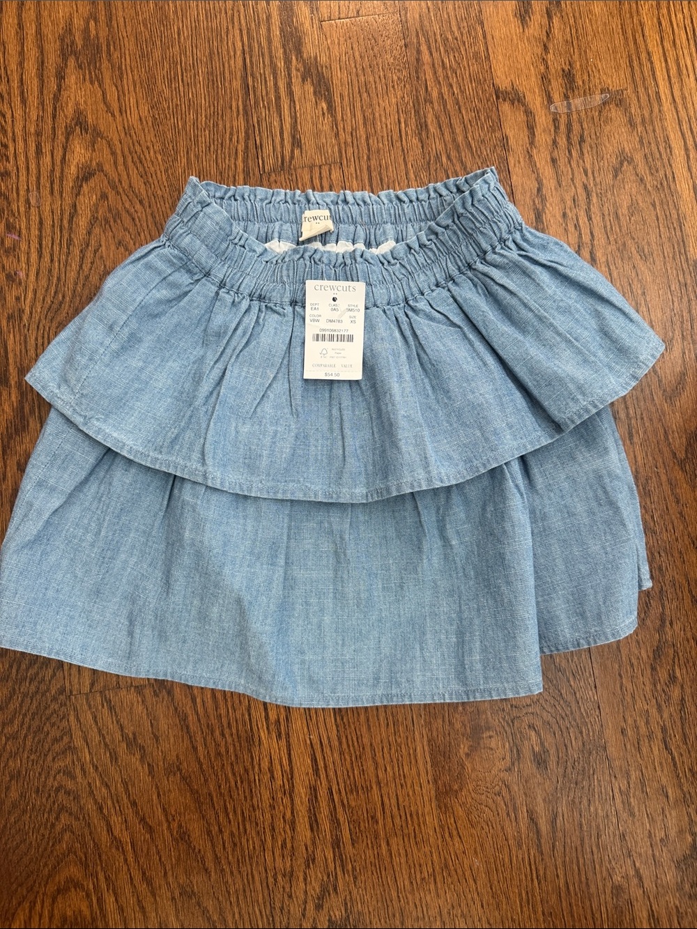 NWT Crewcuts Light Blue Tiered Chambray Skirt
